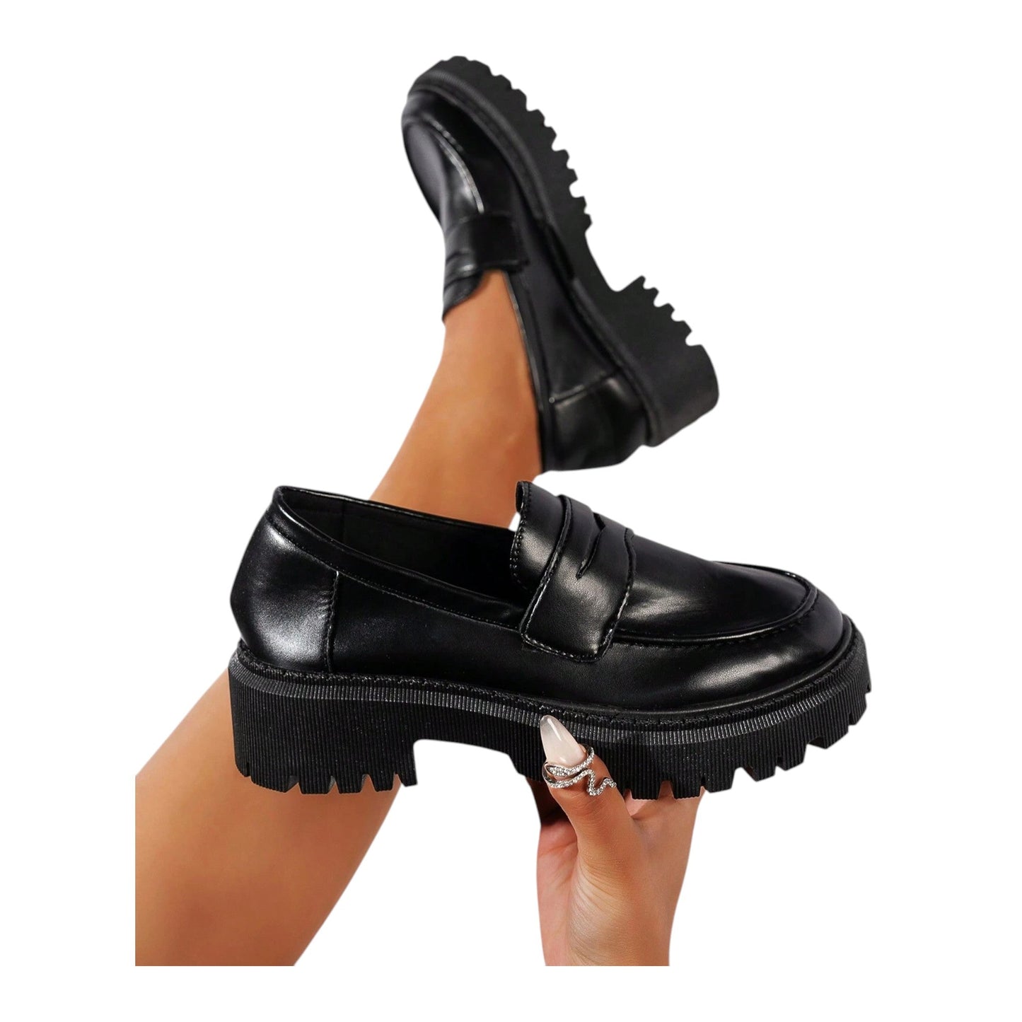 SHE fekete platform loafer