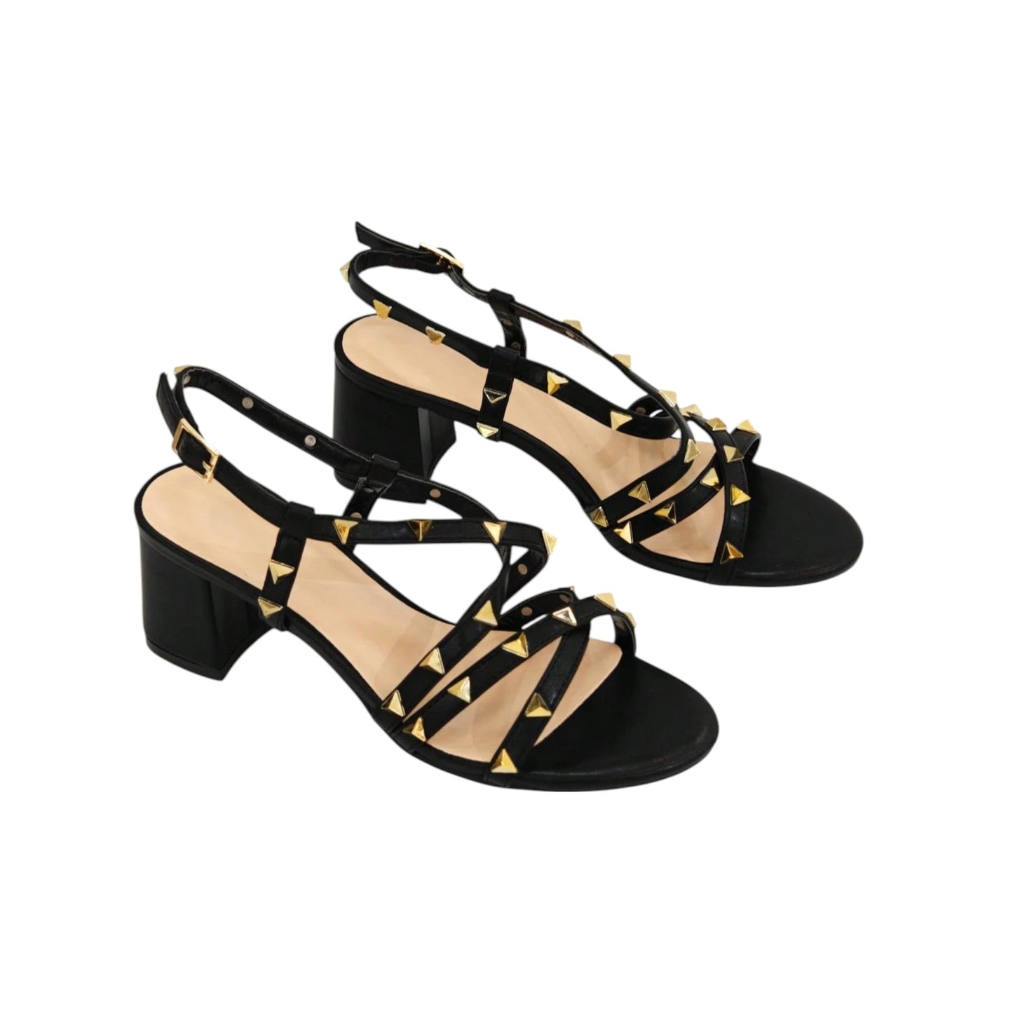 SHE fekete szegecses szandál