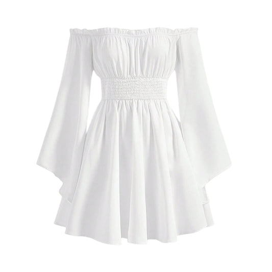 SHE ekrü fodros mini ruha