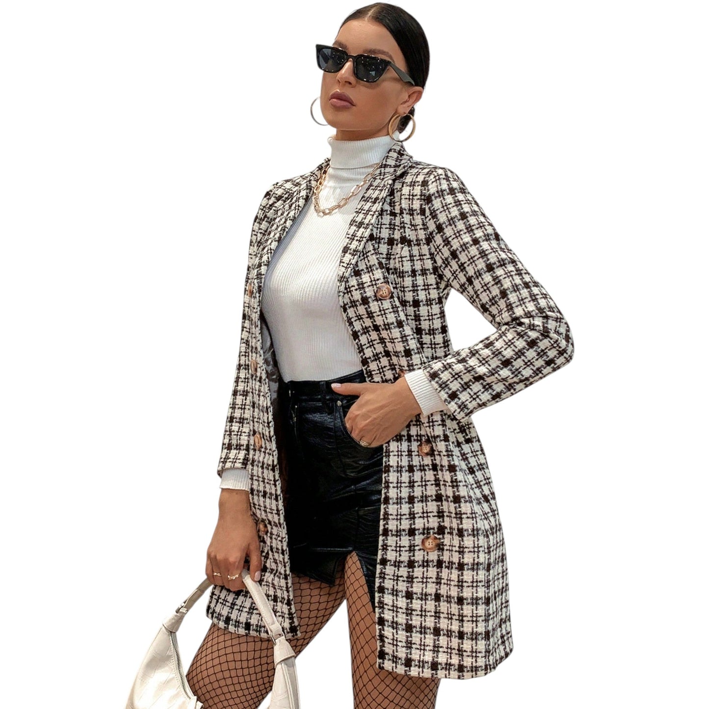 SHE kockás hosszú szövetkabát