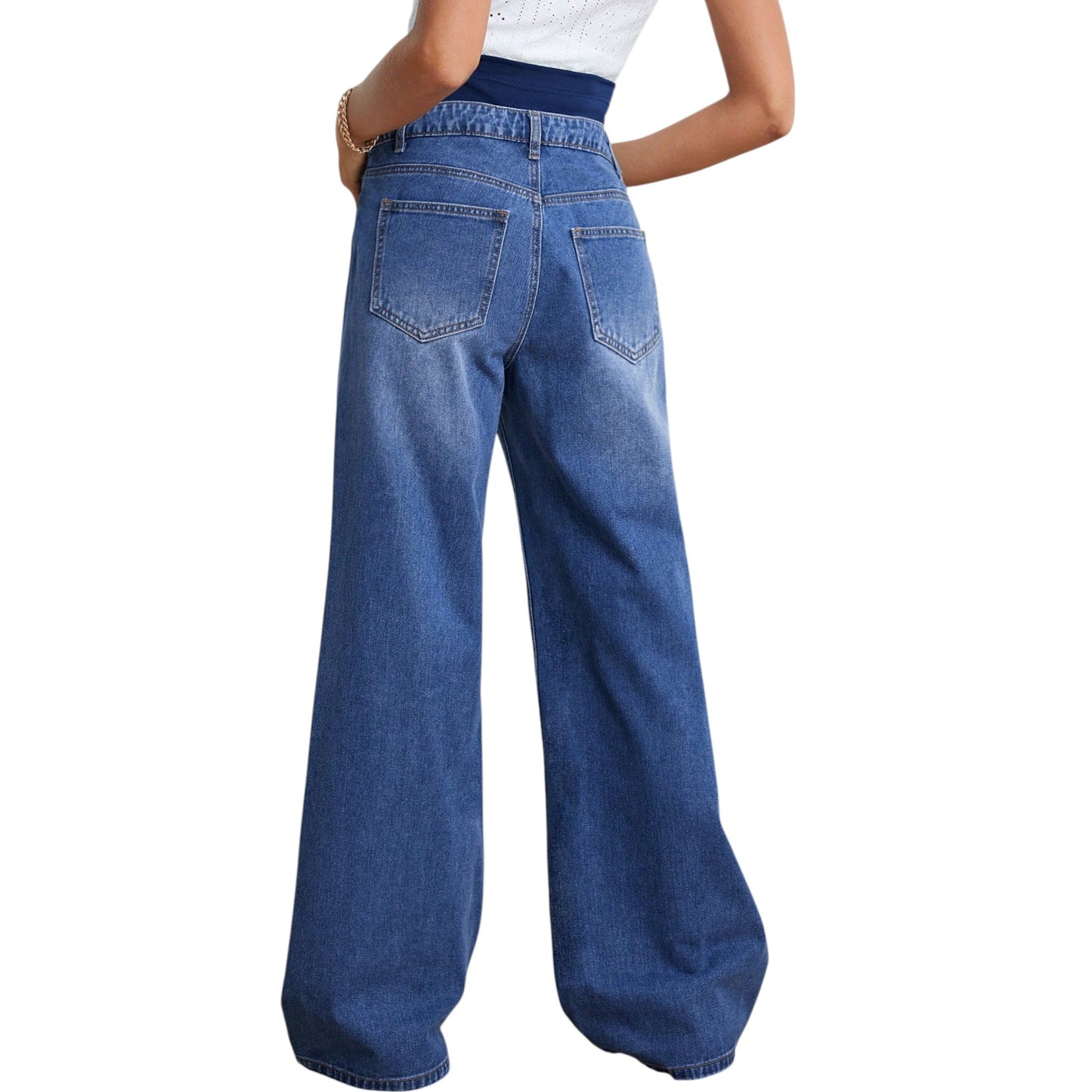 SHE kék kismama bő szárú farmer