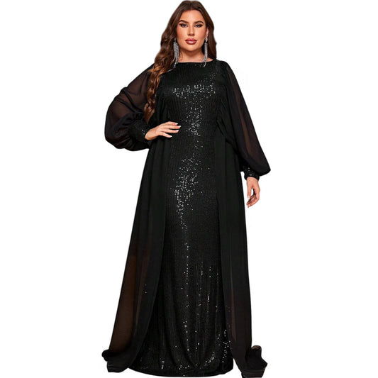 SHE fekete flitteres maxi ruha