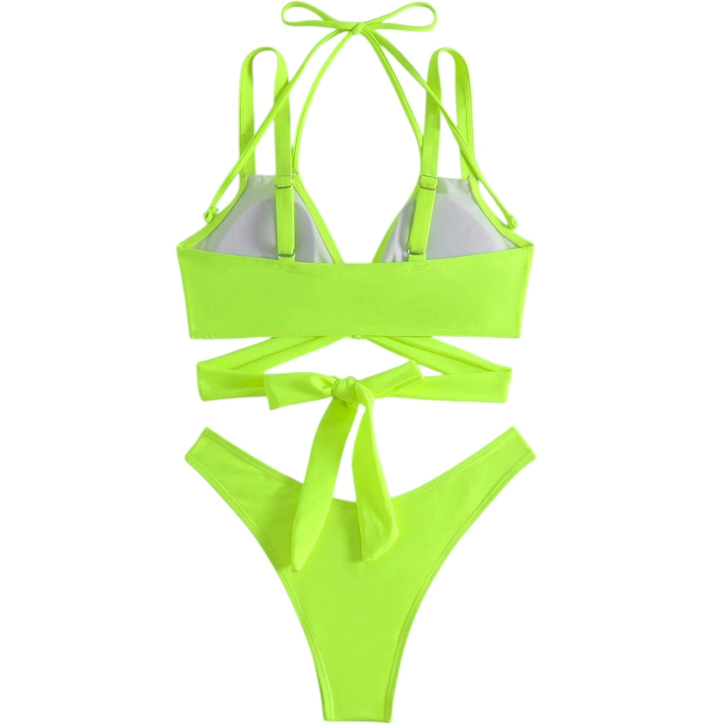 SHE neonzöld keresztpántos bikini szett
