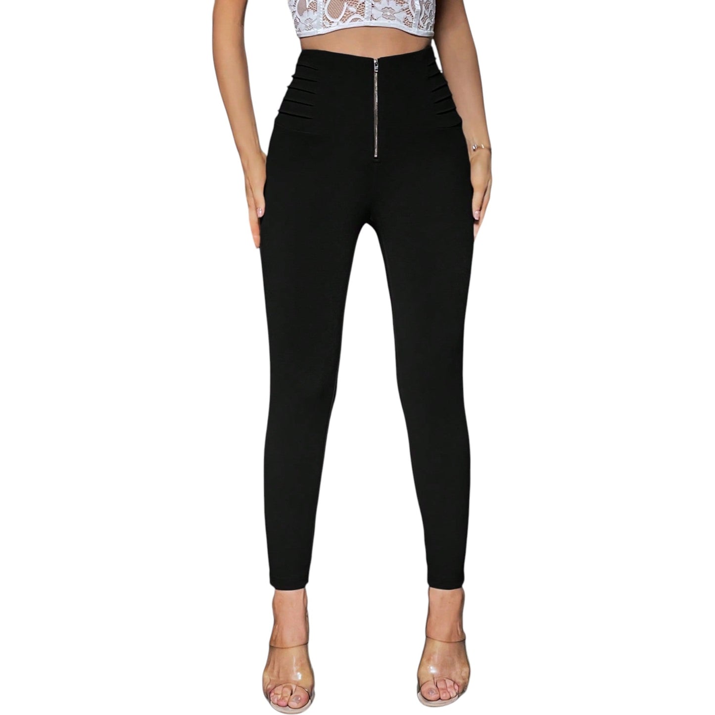 SHE fekete cipzáros leggings