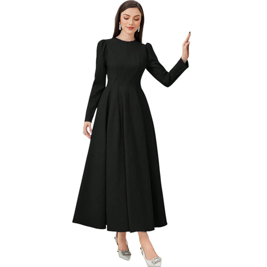 SHE fekete hosszú ujjú midi ruha