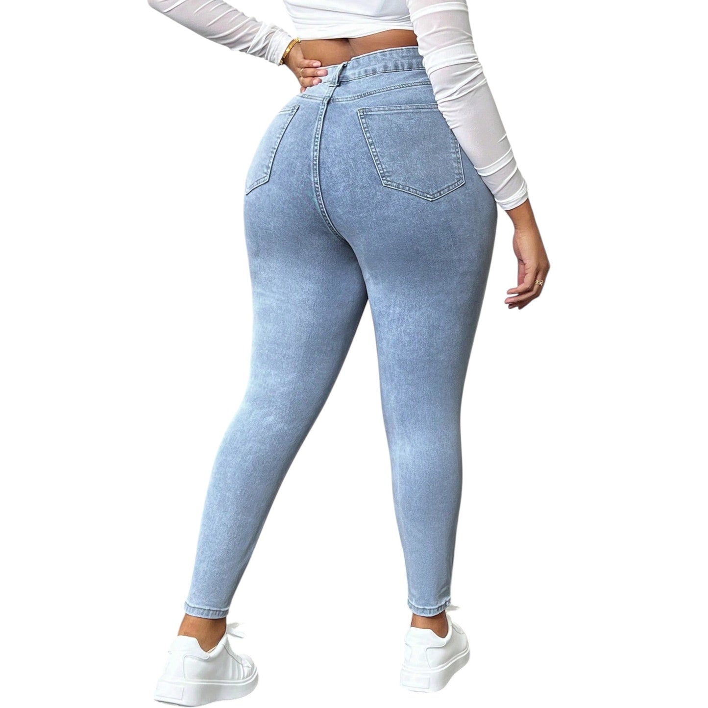 SHE világoskék szaggatott skinny farmer nadrág