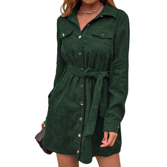 SHE smaragdzöld gombos miniruha