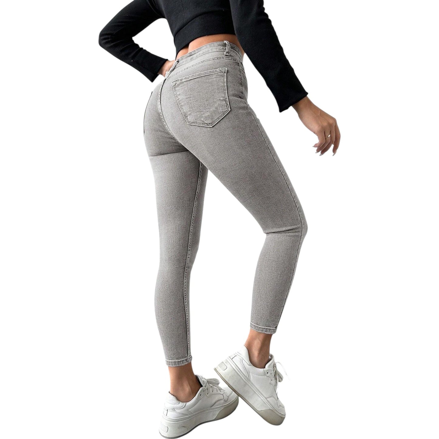 SHE szürke magas derekú skinny farmer