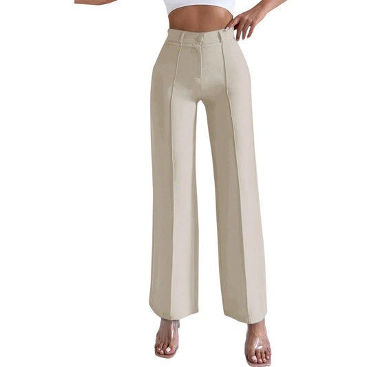 SHE bézs magas derekú egyenes szárú nadrág