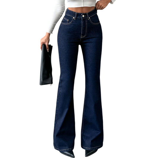 SHE sötétkék magas derekú flare farmer