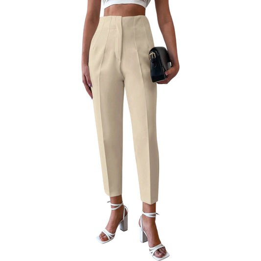 SHE bézs magas derekú egyenes szárú nadrág