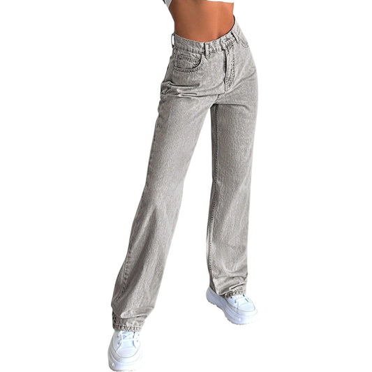 SHE szürke egyenes szárú farmer nadrág