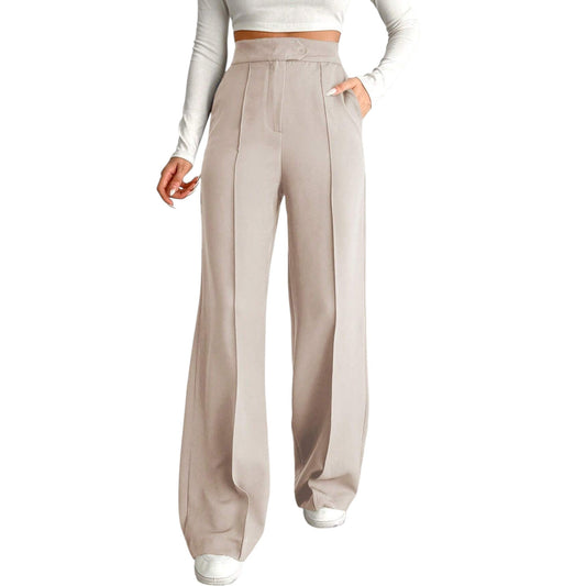 SHE bézs egyenes szárú palazzo nadrág