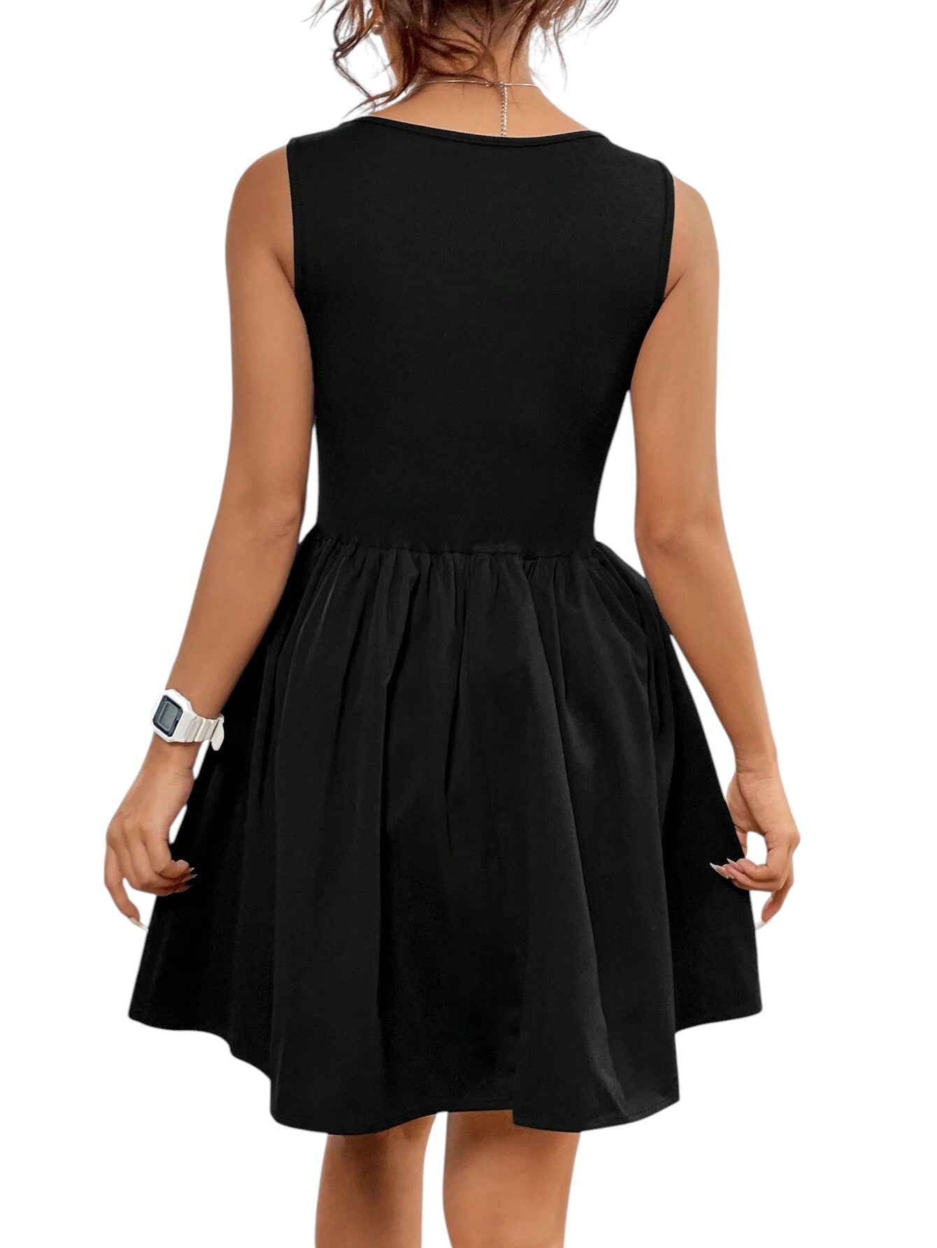 SHE fekete pántos mini ruha