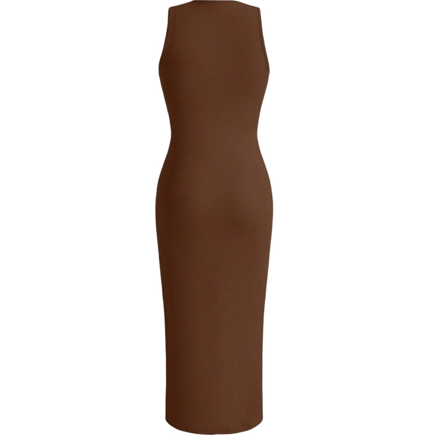 SHE barna slim fit midi ruha