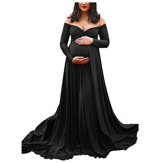 SHE fekete ejtett vállú maxi ruha