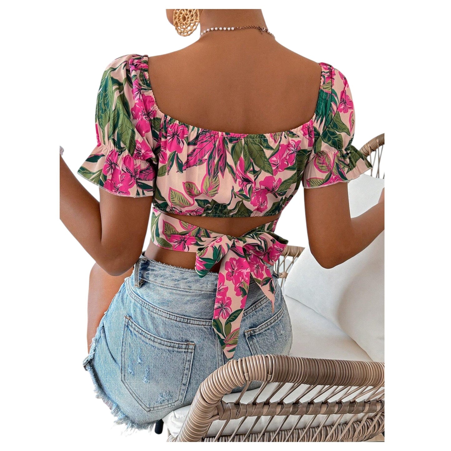 SHE virágmintás crop top