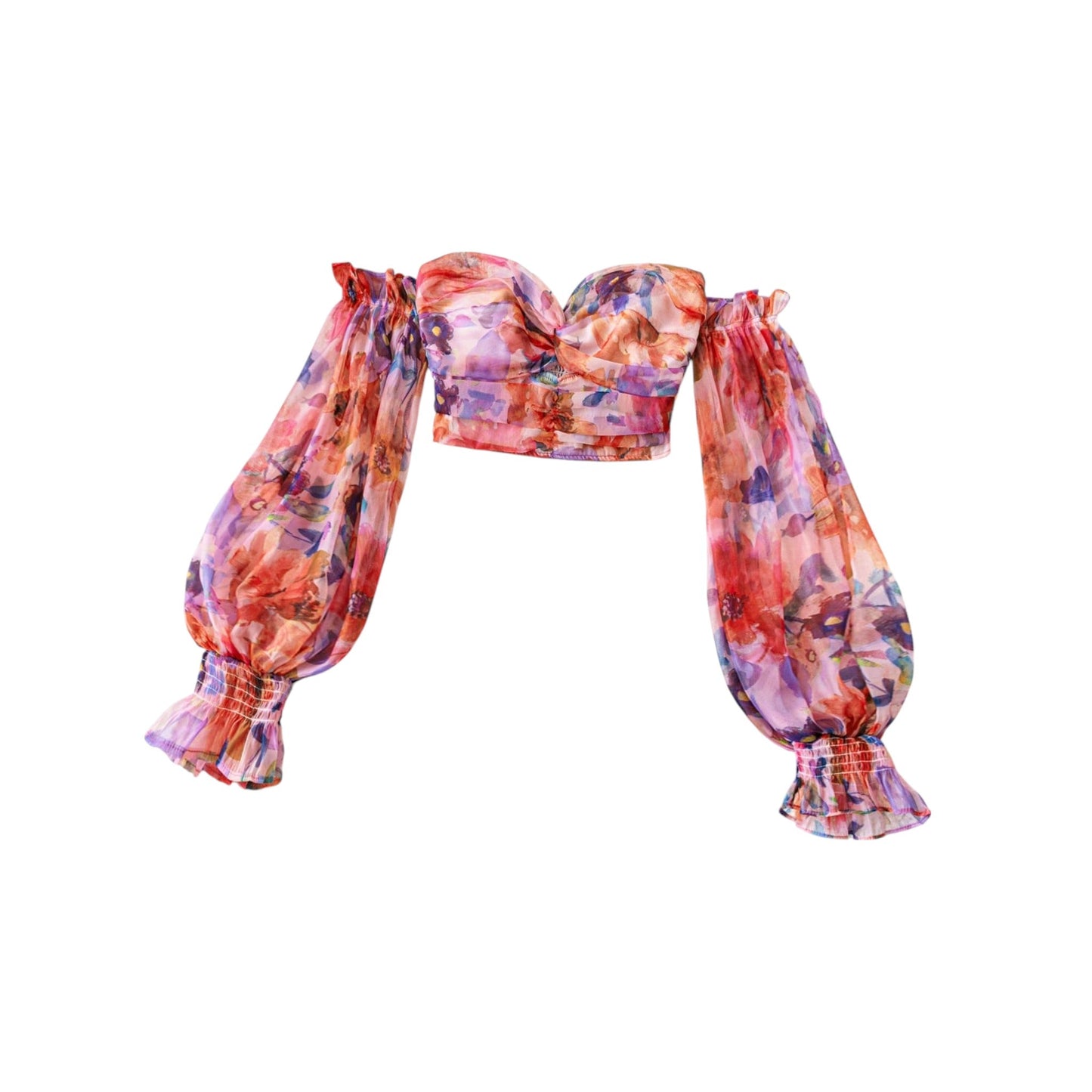 SHE színes virágos crop top