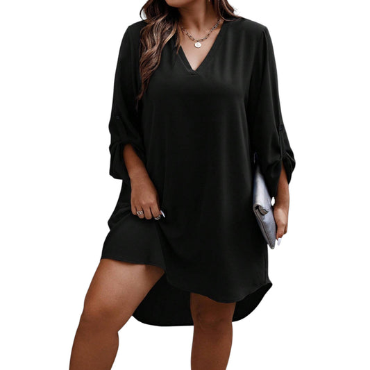 SHE fekete V-nyakú mini ruha