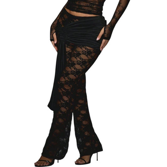 MISSGUIDED fekete csipke nadrág