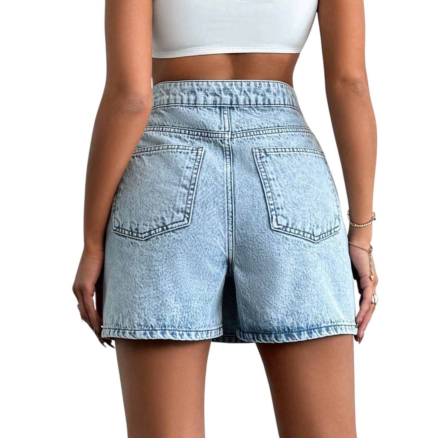 SHE világoskék gombos farmershort