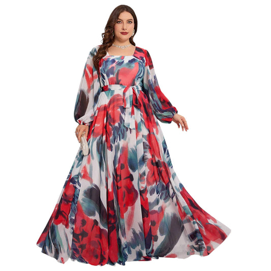 SHE többszínű mintás maxi ruha