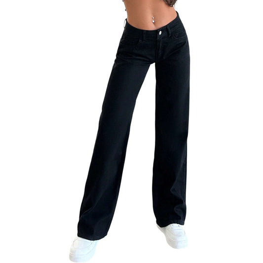 SHE fekete egyenes szárú farmer