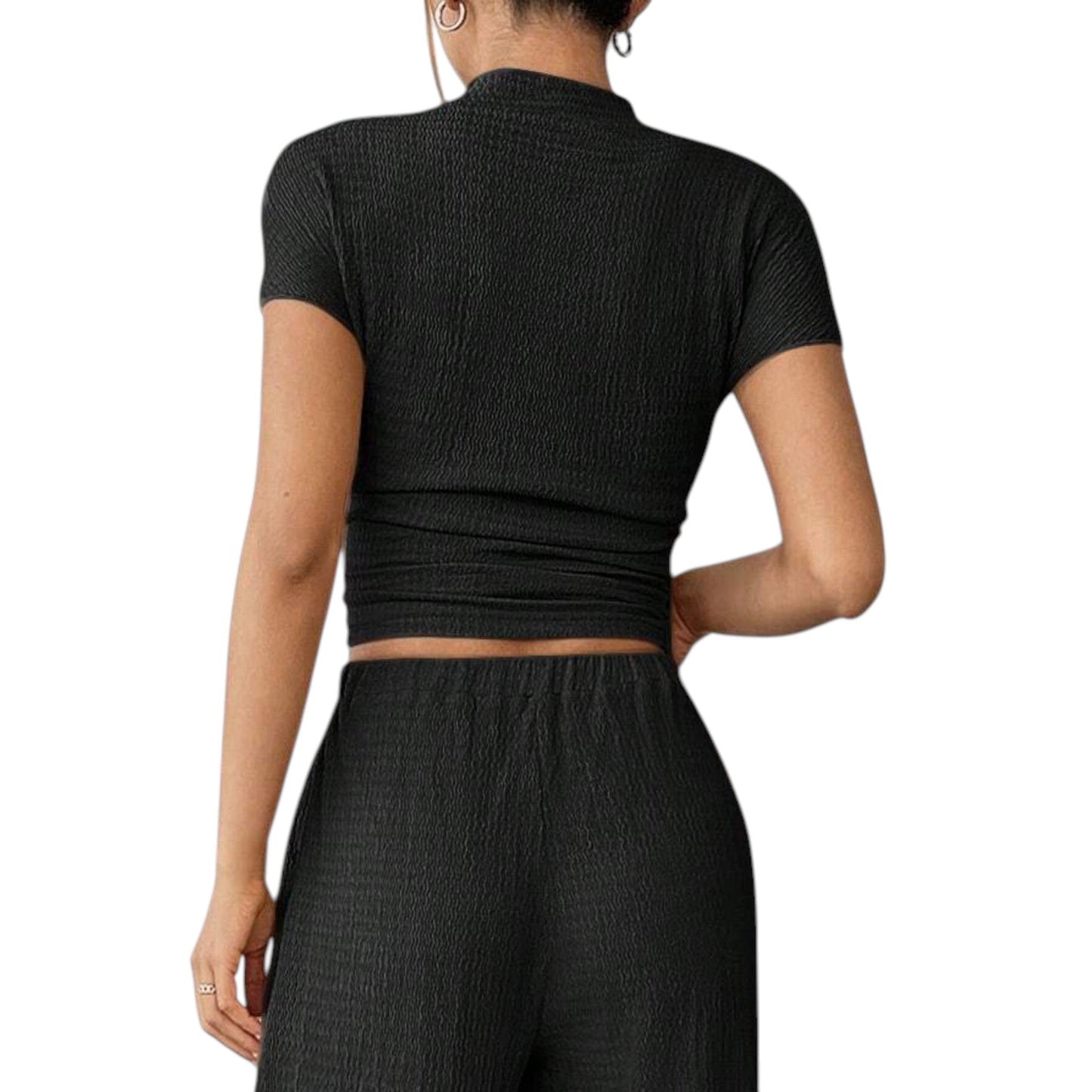 SHE fekete magas nyakú crop top