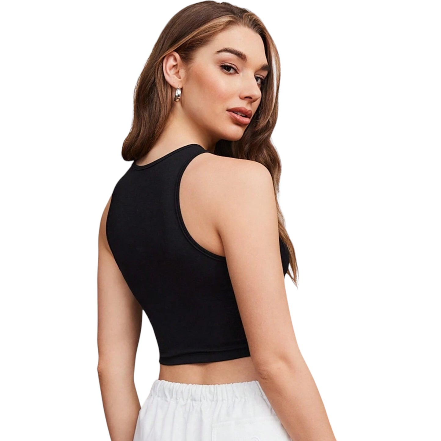 SHE fekete feliratos crop top