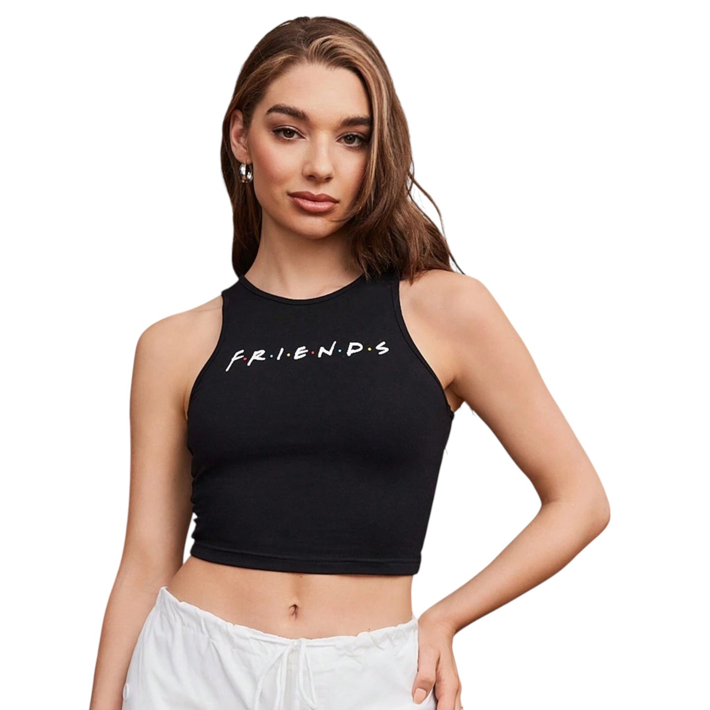SHE fekete feliratos crop top