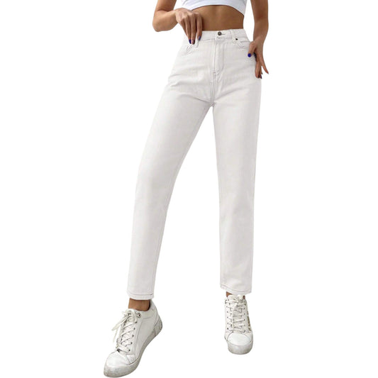 SHE fehér slim fit farmer