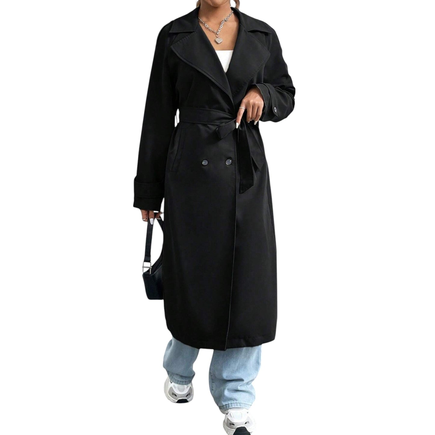 SHE fekete hosszú ballonkabát