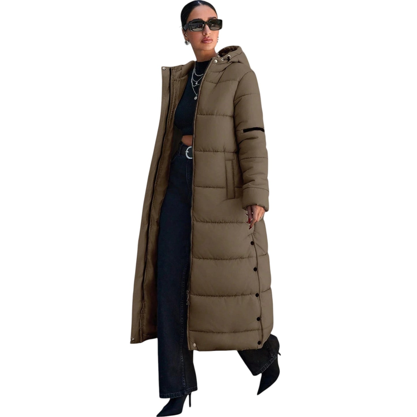 SHE barna hosszú puffer kabát