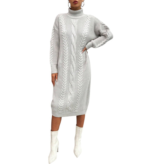 SHE ekrü kötött midi ruha