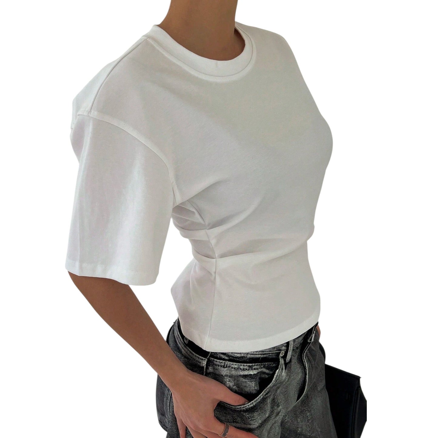 SHE fehér crop top póló