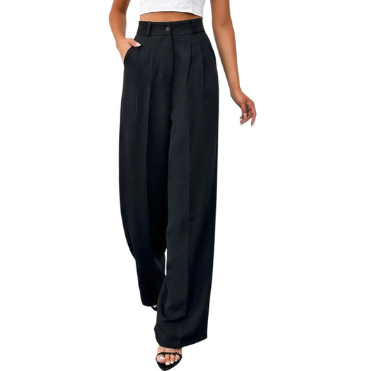 SHE fekete pliszírozott nadrág