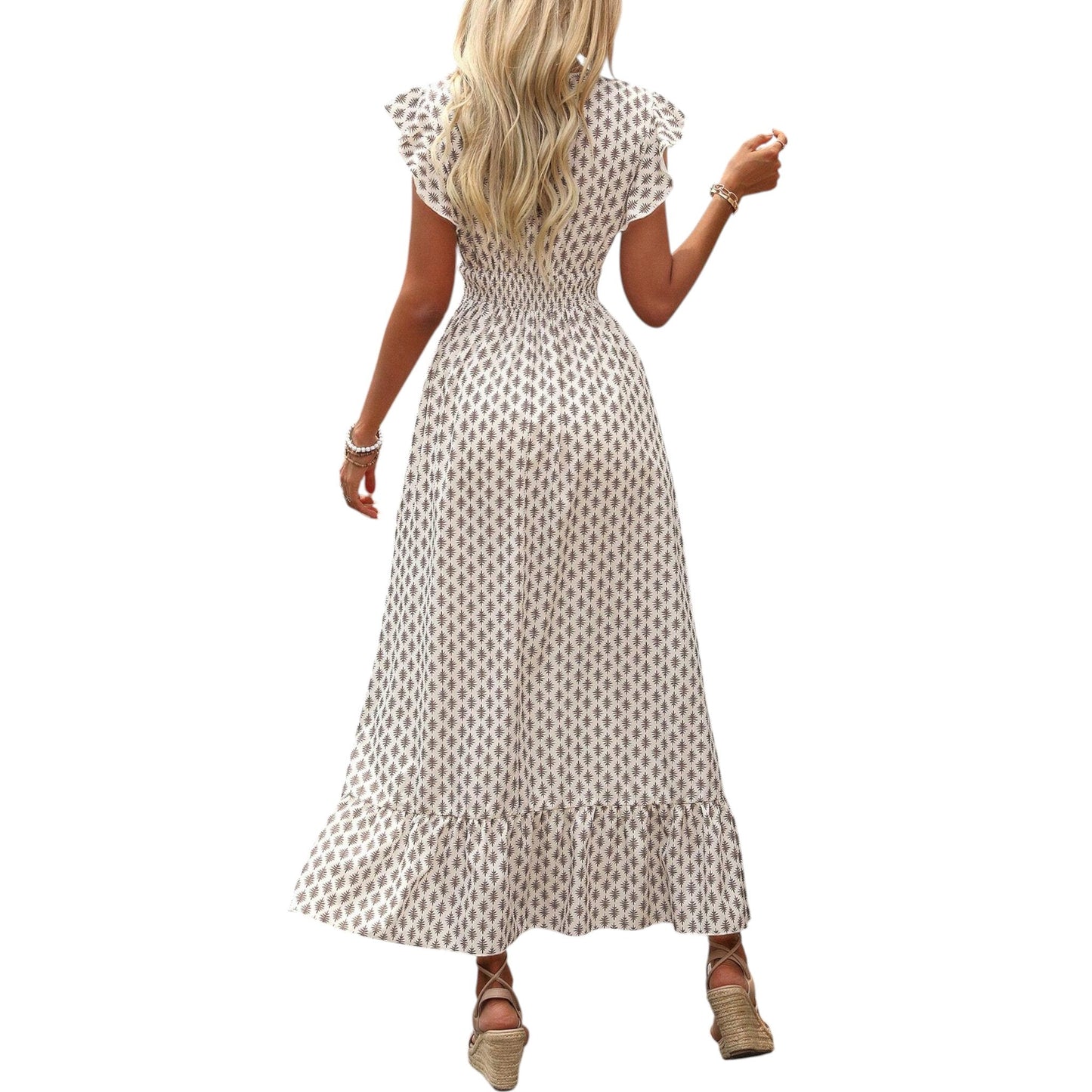 SHE mintás V-nyakú maxi ruha