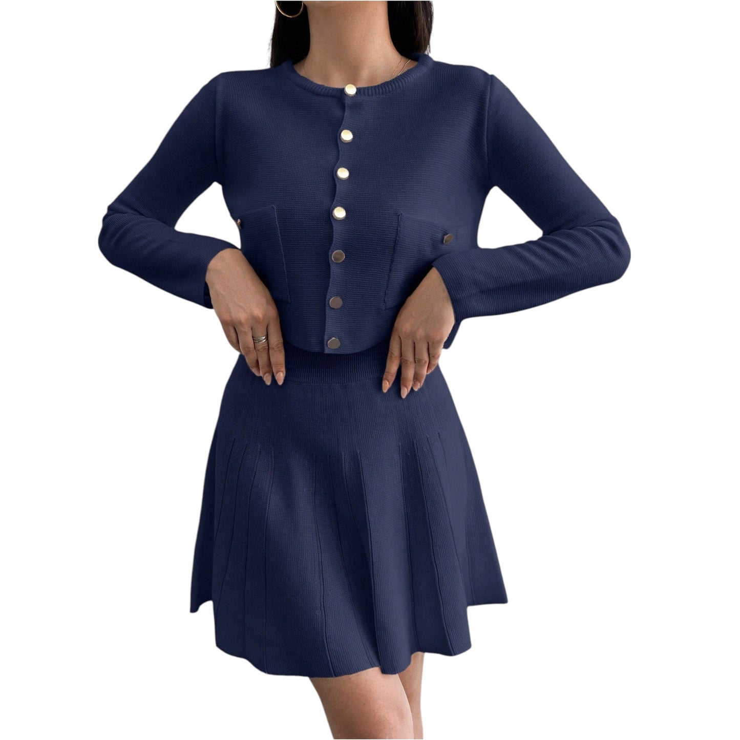 SHE sötétkék kötött szett