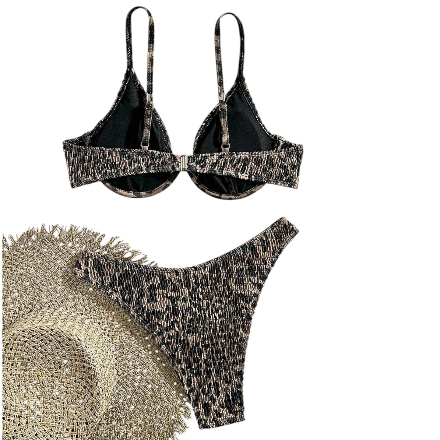 SHE leopárdmintás ráncolt bikini