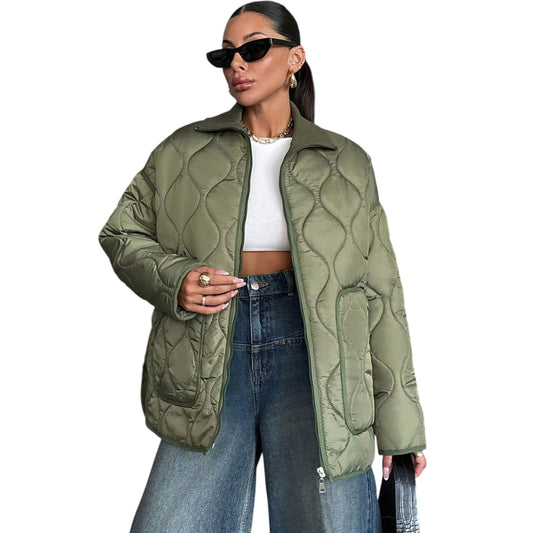 SHE olíva zöld steppelt oversize dzseki