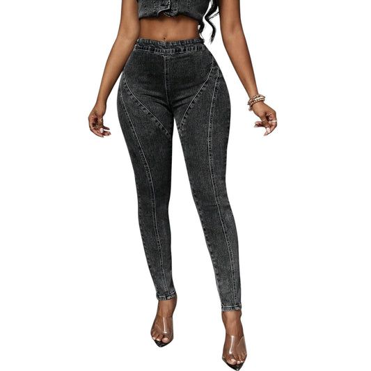 SHE szürke magas derekú farmer nadrág