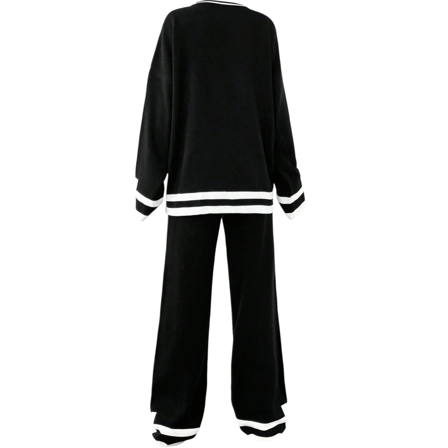 SHE fekete csíkos pulóver szett