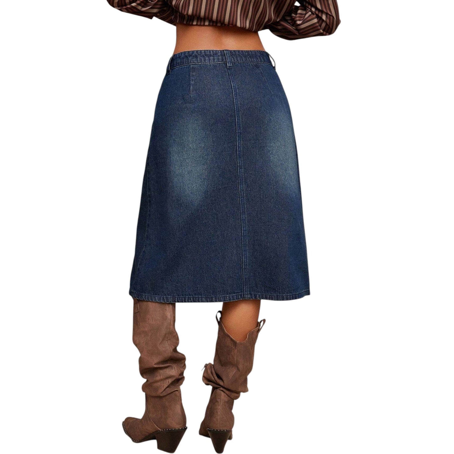 SHE kék farmer midi szoknya