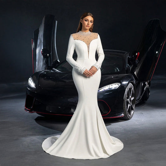 SHE fehér hosszú ujjú maxi ruha