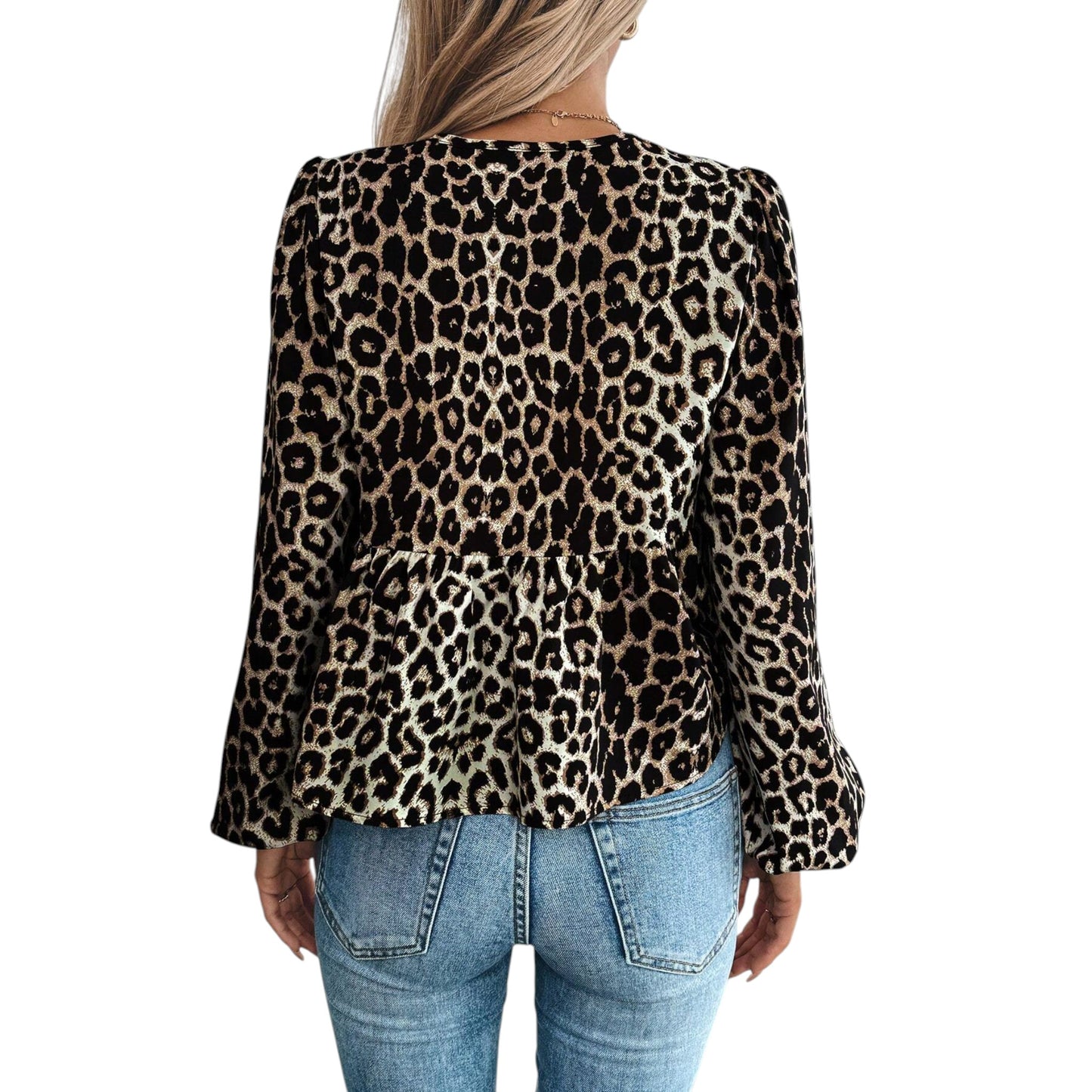SHE leopárd mintás peplum blúz