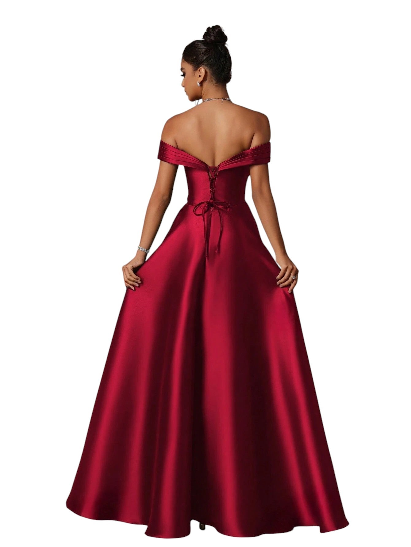 SHE vörös váll nélküli alkalmi ruha