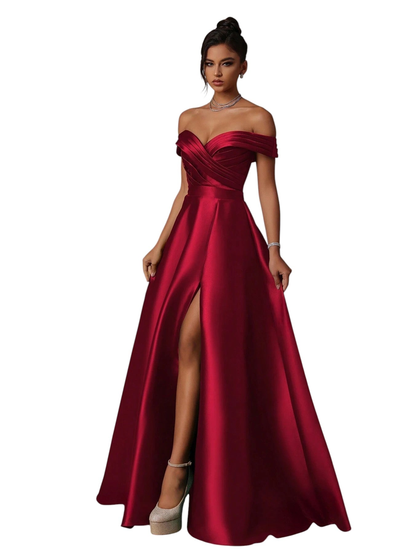 SHE vörös váll nélküli alkalmi ruha