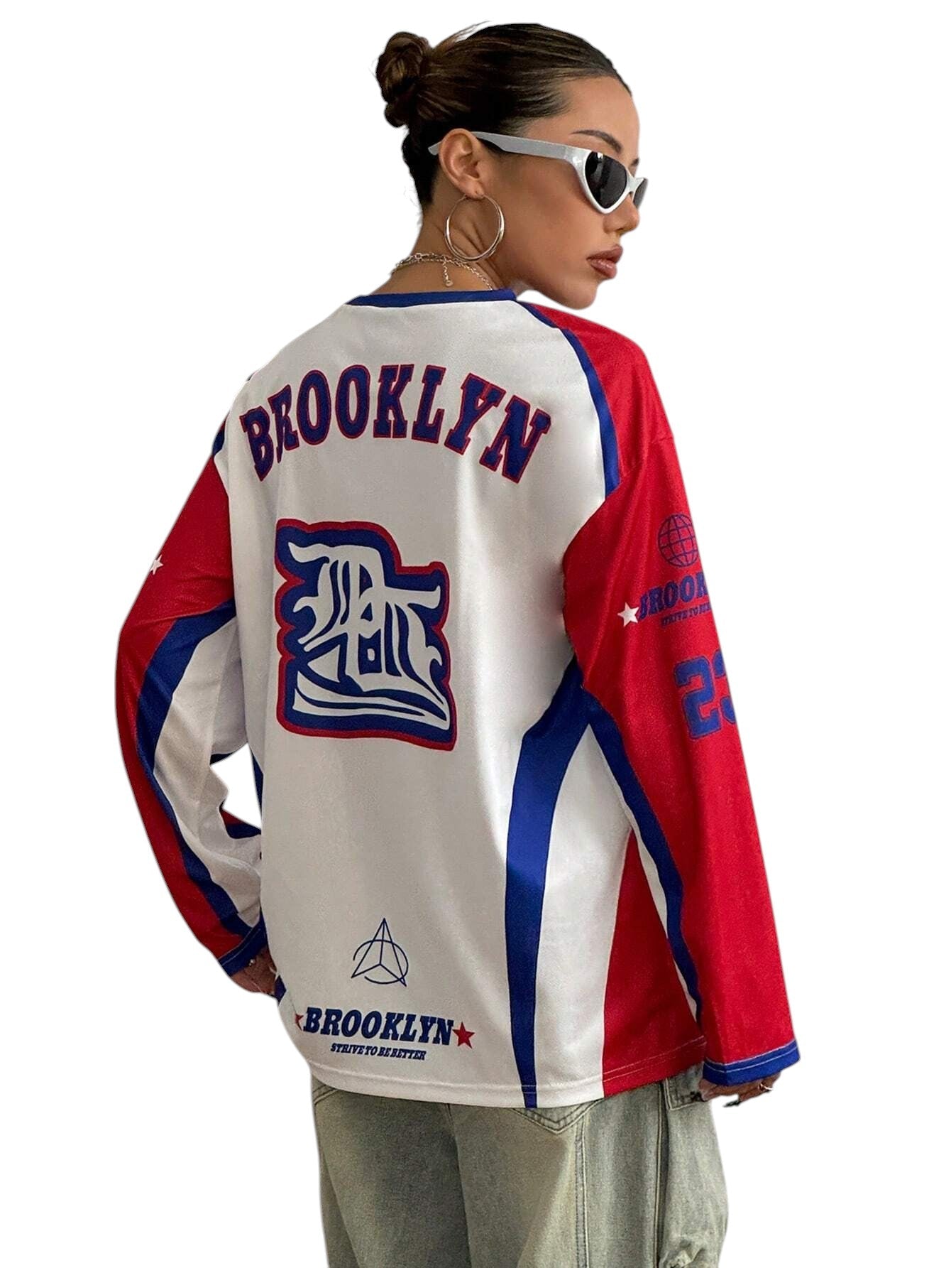 SHE fehér color block sport felső
