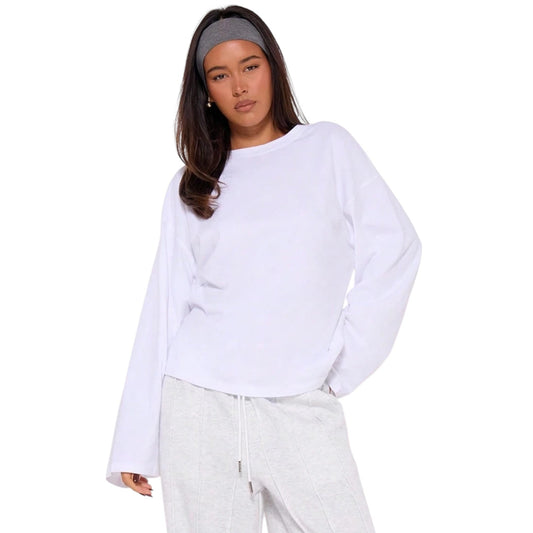 SHE fehér hosszú ujjú crop top