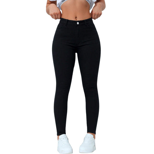 SHE fekete slim fit farmer nadrág